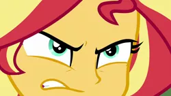 Size: 1920x1080 | Tagged: safe, derpibooru import, screencap, sunset shimmer, equestria girls, equestria girls series, forgotten friendship, angry, close-up, female, solo, sunset shimmer is not amused, unamused
