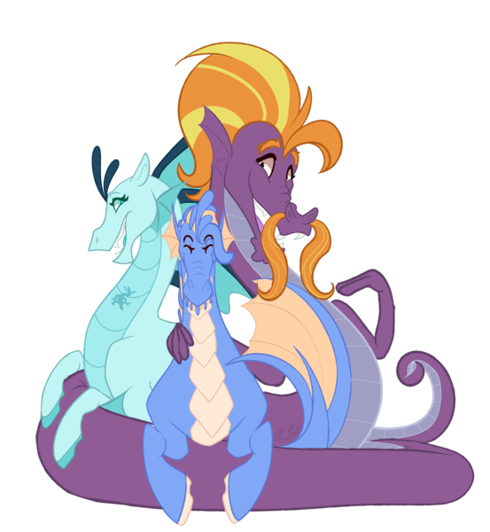 Size: 3085x3345 | Tagged: artist:atlasnavigato, crack shipping, derpibooru import, family, female, hybrid, interspecies offspring, male, oc, offspring, parent:sonata dusk, parent:steven magnet, safe, sea serpent, shipping, simple background, siren, sonamagnet, sonata dusk, steven magnet, straight, transparent background, trio