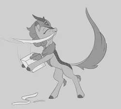 Size: 1024x927 | Tagged: artist:dusthiel, autumn blaze, awwtumn blaze, cute, derpibooru import, female, grayscale, kirin, monochrome, quadrupedal, safe, solo, sounds of silence