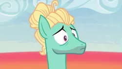 Size: 1280x720 | Tagged: safe, derpibooru import, screencap, zephyr breeze, pony, flutter brutter, season 6, hair bun, male, sad, solo, stallion