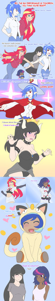 Size: 2322x12525 | Tagged: artist:jonfawkes, artist:little-tweenframes, ask human octavia, baby, bowser, bowsette, breasts, busty octavia, clothes, comic, costume, cute, dark skin, derpibooru import, female, human, humanized, humanized oc, james, jessie, little witch academia, magical lesbian spawn, meowth, nightmare night, nightmare night costume, oc, oc:sparkling sapphire, octavia melody, offspring, parent:sci-twi, parents:scitwishimmer, parent:sunset shimmer, pokémon, safe, sci-twi, series:sciset diary, shiny chariot, sunset shimmer, super crown, super mario bros., team rocket, twilight sparkle, vinyl scratch