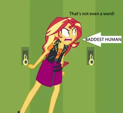 Size: 730x674 | Tagged: safe, derpibooru import, edit, edited screencap, screencap, sunset shimmer, equestria girls, equestria girls series, forgotten friendship, abuse, angry, background pony strikes again, cropped, downvote bait, op is wrong, shimmerbuse, solo, worst human