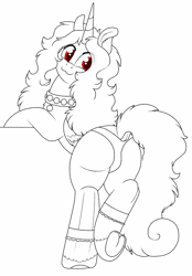 Size: 982x1408 | Tagged: suggestive, derpibooru import, oc, unofficial characters only, alicorn, pony, :3, adorasexy, alicorn oc, animated, butt, clothes, collar, cute, dock, female, fluffy, frog (hoof), gif, horn, image, lineart, monochrome, one eye closed, panties, plot, sexy, solo, solo female, underhoof, underwear, unshorn fetlocks, wings, wink