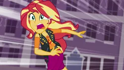 Size: 1919x1080 | Tagged: safe, derpibooru import, screencap, sunset shimmer, equestria girls, equestria girls series, forgotten friendship, clothes, crying, mirrored, running, sad, skirt