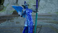 Size: 1200x675 | Tagged: 3d, armor, artist:alphamonouryuuken, clothes, derpibooru import, human, humanized, katana, pony coloring, pose, princess luna, safe, soul calibur, soul calibur vi, sword, video game, weapon, winged humanization, wings