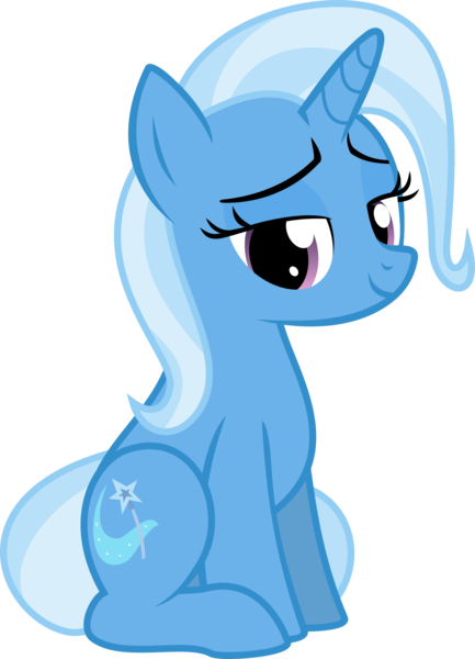 Size: 1375x1907 | Tagged: safe, artist:the smiling pony, derpibooru import, trixie, pony, unicorn, female, lidded eyes, looking at you, mare, simple background, sitting, smiling, solo, transparent background, vector