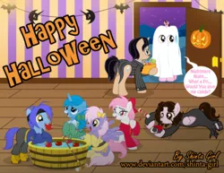 Size: 1024x792 | Tagged: angel, angel pony, artist:shinta-girl, clothes, cosplay, costume, derpibooru import, group, halloween, holiday, nightmare night, oc, oc:aaron pony, oc:ceruyo, oc:dream star, oc:flower white, oc:joshka, oc:shinta pony, oc:shiny love, original species, safe