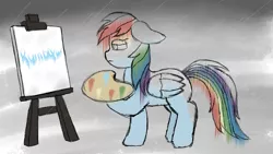 Size: 2560x1440 | Tagged: artist:rainb0wdashie, derpibooru import, painting, palette, rain, rainbow dash, safe