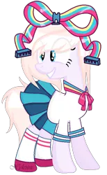 Size: 604x980 | Tagged: safe, artist:xylenneisnotamazing, derpibooru import, oc, oc:catchy, earth pony, pony, clothes, costume, female, giffany, gravity falls, mare, nightmare night costume, schoolgirl, simple background, solo, transparent background, wires