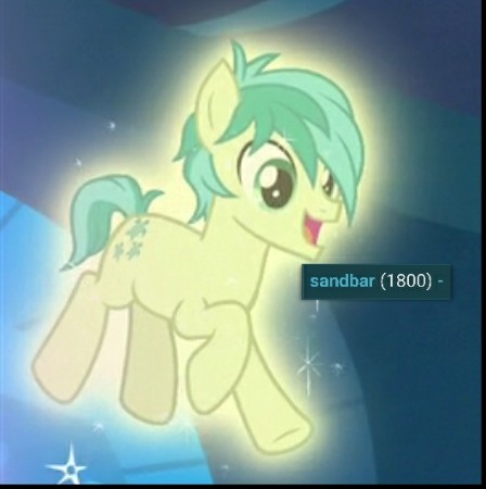 Size: 448x450 | Tagged: safe, derpibooru import, edit, edited screencap, screencap, sandbar, earth pony, pony, derpibooru, school raze, 1800s, ascension, cropped, magic, male, meta, smiling, solo, tags, teenager