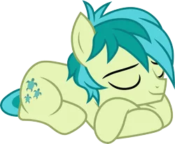 Size: 3643x3000 | Tagged: safe, artist:cloudyglow, derpibooru import, sandbar, earth pony, pony, what lies beneath, .ai available, cute, cutie mark, male, prone, sandabetes, simple background, sleeping, smiling, solo, teenager, transparent background, vector