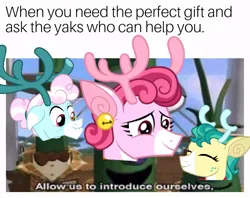 Size: 840x666 | Tagged: alice the reindeer, allow us to introduce ourselves, aurora the reindeer, best gift ever, bori the reindeer, derpibooru import, edit, meme, safe, shitposting, veggietales