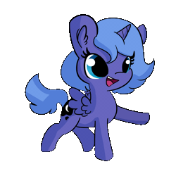 Size: 1650x1650 | Tagged: safe, artist:tjpones, derpibooru import, edit, princess luna, alicorn, pony, :d, animated, cute, dancing, ear fluff, female, filly, happy, looking back, lunabetes, open mouth, raised hoof, raised leg, s1 luna, simple background, smiling, solo, spread wings, transparent background, wings, woona, younger