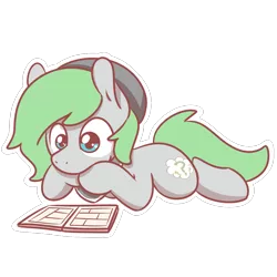 Size: 1280x1280 | Tagged: safe, artist:sugar morning, derpibooru import, oc, oc:trivial pursuit, unofficial characters only, pony, beanie, chibi, clothes, comic, cute, hat, lying down, male, reading, scarf, simple background, solo, stallion, transparent background