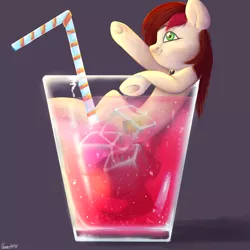 Size: 2500x2500 | Tagged: safe, artist:twisoft, derpibooru import, oc, earth pony, pony, apple, art, cocktail, commission, cup, cup of pony, drink, female, food, glass, ice, micro, shade, shot glass