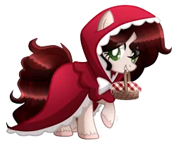 Size: 1877x1577 | Tagged: safe, artist:sugaryicecreammlp, derpibooru import, oc, oc:rose vine, unofficial characters only, earth pony, pony, clothes, costume, female, little red riding hood, mare, nightmare night costume, simple background, solo, transparent background