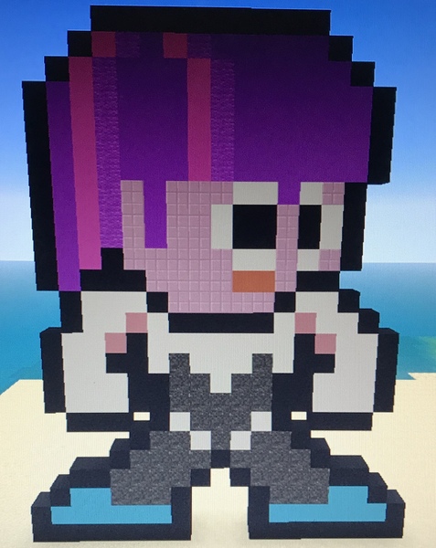 Size: 1932x2428 | Tagged: artist:theanimefanz, derpibooru import, marvel, minecraft, minecraft pixel art, pixel art, safe, spider-gwen, twilight sparkle, twitter link