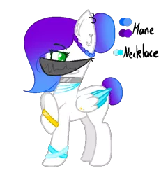 Size: 600x650 | Tagged: safe, artist:kookiebeatz, derpibooru import, oc, oc:fly-bi, unofficial characters only, pegasus, pony, bandana, bracelet, choker, colored wings, ear piercing, earring, female, jewelry, mare, multicolored wings, necklace, piercing, raised hoof, simple background, solo, transparent background, two toned wings, wing piercing, wings, wristband