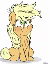 Size: 1794x2310 | Tagged: safe, artist:kdbrony, derpibooru import, applejack, pony, blushing, cute, messy mane