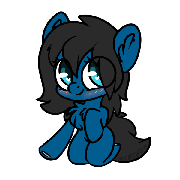 Size: 2000x2000 | Tagged: safe, artist:spoopygander, derpibooru import, oc, oc:blue pone, unofficial characters only, earth pony, semi-anthro, :t, anatomically incorrect, chibi, cute, ear fluff, eye clipping through hair, female, heart eyes, incorrect leg anatomy, kneeling, looking at you, mare, ocbetes, outline, simple background, smiling, solo, transparent background, underhoof, wingding eyes