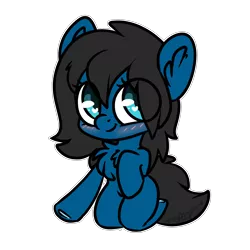 Size: 2000x2000 | Tagged: safe, artist:spoopygander, derpibooru import, oc, oc:blue pone, unofficial characters only, earth pony, semi-anthro, :t, anatomically incorrect, chibi, cute, ear fluff, eye clipping through hair, female, heart eyes, incorrect leg anatomy, kneeling, looking at you, mare, ocbetes, outline, simple background, smiling, solo, transparent background, underhoof, wingding eyes