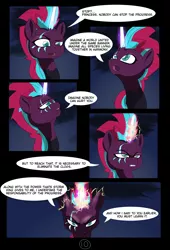 Size: 4750x7000 | Tagged: safe, alternate version, artist:chedx, derpibooru import, tempest shadow, pony, unicorn, comic:the storm kingdom, fanfic, my little pony: the movie, absurd resolution, alternate hairstyle, alternate history, alternate timeline, alternate universe, bad end, broken horn, comic, eye scar, general tempest shadow, horn, monologue, my little pony, scar, sparking horn, speech, talking, the bad guy wins