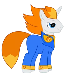 Size: 1024x1144 | Tagged: safe, artist:silver star apple, artist:silverstarapple, derpibooru import, oc, oc:silver star apple, pony, unicorn, blue, clothes, female, living suit, male, necktie, silver, solo, suit, symbiote, vector