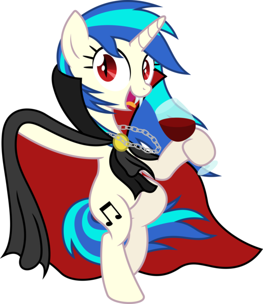 Size: 3971x4601 | Tagged: safe, artist:livehotsun, derpibooru import, vinyl scratch, pony, unicorn, vampire, vampony, absurd resolution, alcohol, bipedal, cape, castlevania: symphony of the night, chains, clothes, costume, fangs, female, glass, mare, nightmare night, nightmare night costume, solo, vector, wine, wine glass