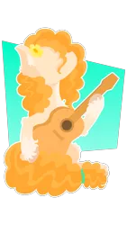 Size: 1440x2560 | Tagged: safe, artist:spirittis, derpibooru import, pear butter, earth pony, pony, the perfect pear, female, flower, flower in hair, guitar, hoof hold, lineless, looking up, mare, musical instrument, simple background, solo, stray strand, transparent background, unshorn fetlocks, vector