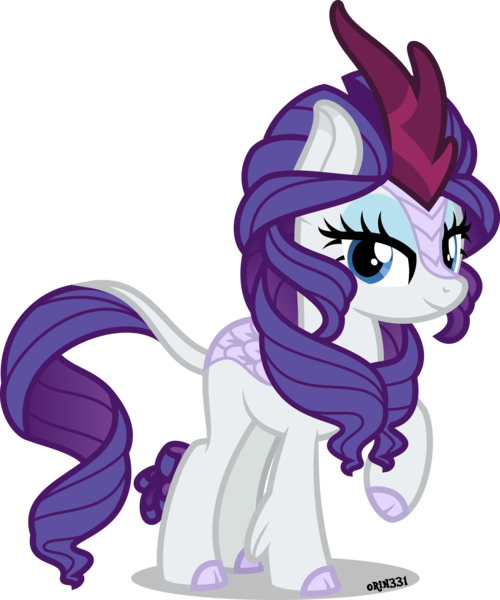 Size: 5000x5997 | Tagged: safe, artist:orin331, derpibooru import, part of a set, rarity, kirin, sounds of silence, absurd resolution, cloven hooves, elegant, female, kirin rarity, kirinified, leonine tail, looking at you, one hoof raised, quadrupedal, raised hoof, simple background, solo, species swap, transparent background