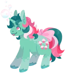 Size: 230x260 | Tagged: safe, artist:horsepaws, derpibooru import, fizzy, pony, unicorn, bow, cute, cutie mark, female, fizzybetes, g1, mare, open mouth, simple background, solo, sparkles, tail bow, transparent background