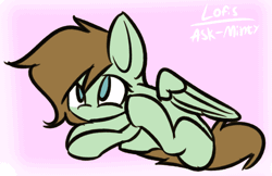 Size: 1241x805 | Tagged: safe, artist:lofis, derpibooru import, oc, oc:mint chocolate, pegasus, pony, animated, behaving like a dog, colored, cute, female, flapping, frame by frame, gif, lying down, mare, scratching, scratching with hind leg, solo, spread wings, wing spreading, wings
