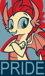 Size: 3513x5813 | Tagged: artist:stay gold, crossed arms, derpibooru import, dragon, dragoness, female, hope poster, limited palette, proud, safe, season 8, smolder, solo, spoiler:s08, wings