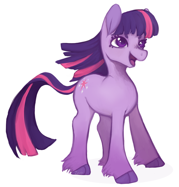 Size: 955x996 | Tagged: safe, artist:nekaszer0, derpibooru import, twilight sparkle, earth pony, pony, leak, spoiler:g5, cloven hooves, earth pony twilight, female, g5, looking up, mare, simple background, smiling, solo, twilight sparkle (g5), white background