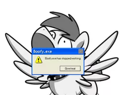 Size: 718x552 | Tagged: safe, artist:sugar morning, derpibooru import, oc, oc:slipstream, unofficial characters only, dog, dog pony, pegasus, pony, boofy, collar, error, error message, grayscale, male, monochrome, simple background, solo, spiked collar, spread wings, stallion, wings