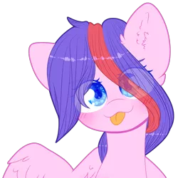 Size: 2000x2000 | Tagged: safe, artist:etoz, derpibooru import, oc, oc:myre, unofficial characters only, pegasus, pony, blue eyes, blushing, bust, commission, cute, female, mare, simple background, tongue out, transparent background