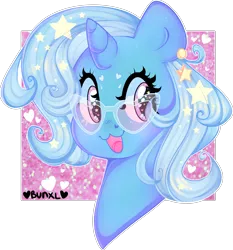 Size: 2672x2863 | Tagged: safe, artist:bunxl, derpibooru import, trixie, pony, unicorn, bust, cute, diatrixes, female, glasses, heart, heart eyes, looking at you, mare, simple background, solo, starry eyes, transparent background, wingding eyes