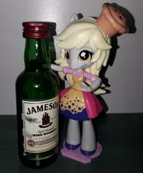 Size: 1276x1544 | Tagged: safe, derpibooru import, derpy hooves, equestria girls, alcohol, alcoholism, bottle, doll, equestria girls minis, female, food, irl, jameson, merchandise, muffin, photo, solo, this will not end well, toy, xk-class end-of-the-world scenario