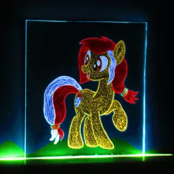 Size: 829x829 | Tagged: safe, artist:malte279, derpibooru import, oc, oc:colonia, earth pony, pony, acrylic glass, acrylic plastic, acrylight, craft, engraving, led, mascot