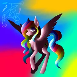 Size: 5800x5800 | Tagged: safe, artist:florarena-kitasatina/dragonborne fox, derpibooru import, oc, pegasus, pony, absurd resolution, chiaroscuro, looking at you, my eyes, needs more saturation, signature, solo, spread wings, staring into your soul, trippy, watermark, why, wings