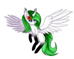 Size: 3252x2605 | Tagged: alicorn, alicorn oc, artist:tisha, derpibooru import, female, flower, flower in hair, gradient hooves, horn, oc, oc:princess margarita, safe, source needed, unofficial characters only, wings