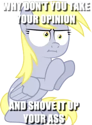 Size: 800x1089 | Tagged: safe, derpibooru import, derpy hooves, pegasus, pony, :i, caption, female, i mean i see, image macro, mare, meme, opinion, simple background, solo, text, transparent background, vulgar