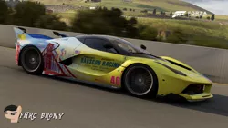 Size: 1440x810 | Tagged: artist:forzaveteranenigma, babscon, babscon mascots, car, derpibooru import, driving, ferrari, ferrari fxx k, forza motorsport 6, infineon raceway, laferrari, laferrari fxx-k, oc, oc:golden gates, photo, safe, sonoma raceway