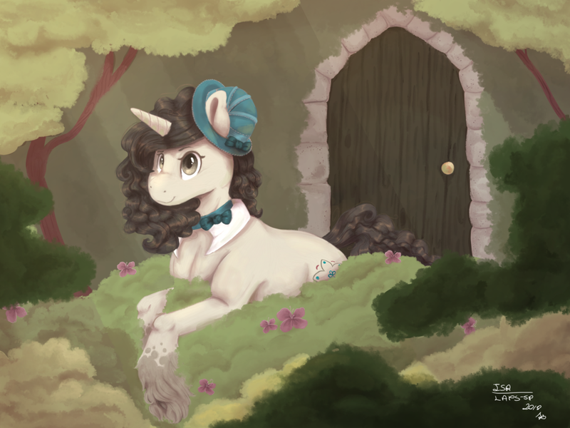 Size: 1024x768 | Tagged: safe, artist:laps-sp, derpibooru import, oc, pony, unicorn, female, hat, mare, necktie, solo