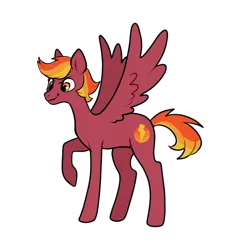 Size: 1200x1200 | Tagged: safe, artist:raventhroat, derpibooru import, oc, oc:kugelblitz, unofficial characters only, pegasus, pony, female, magical lesbian spawn, mare, offspring, parent:rainbow dash, parent:spitfire, parents:spitdash, raised hoof, simple background, solo, spread wings, transparent background, wings