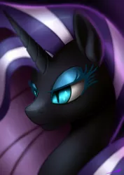 Size: 1240x1754 | Tagged: safe, artist:jeki, derpibooru import, idw, nightmare rarity, pony, corrupted, evil, female, mare, solo