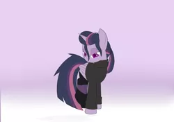 Size: 2040x1440 | Tagged: alternate hairstyle, artist:ideltavelocity, clone, clothes, derpibooru import, mean twilight sparkle, safe, socks, solo, sweater, the mean 6
