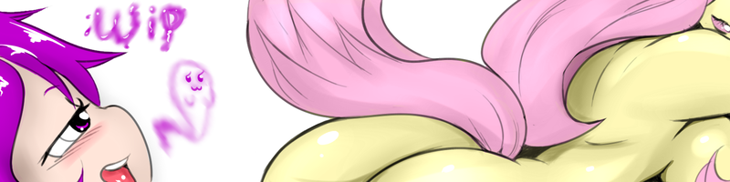 Size: 1600x400 | Tagged: artist:noxiedraws, big breasts, breasts, butt, cover, derpibooru import, fluttershy, huge breasts, huge butt, large butt, oc, oc:noxie, patreon, patreon exclusive ad, paywall content, questionable, sexy, thick