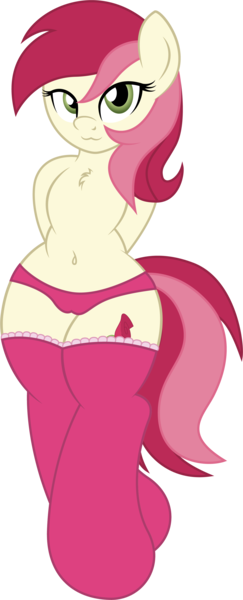 Size: 1370x3384 | Tagged: :3, adorarose, adorasexy, artist:digiqrow, belly button, cameltoe, clothes, cute, derpibooru import, female, panties, pink underwear, questionable, roseluck, semi-anthro, sexy, simple background, socks, solo, solo female, transparent background, underwear, vector