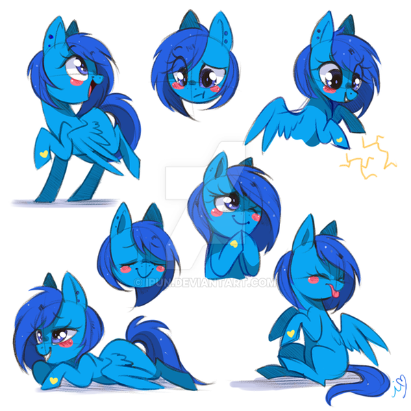 Size: 800x800 | Tagged: safe, artist:ipun, derpibooru import, oc, oc:static, unofficial characters only, pegasus, pony, blushing, deviantart watermark, electricity, eyes closed, female, mare, obtrusive watermark, one eye closed, simple background, solo, tongue out, watermark, white background, wink